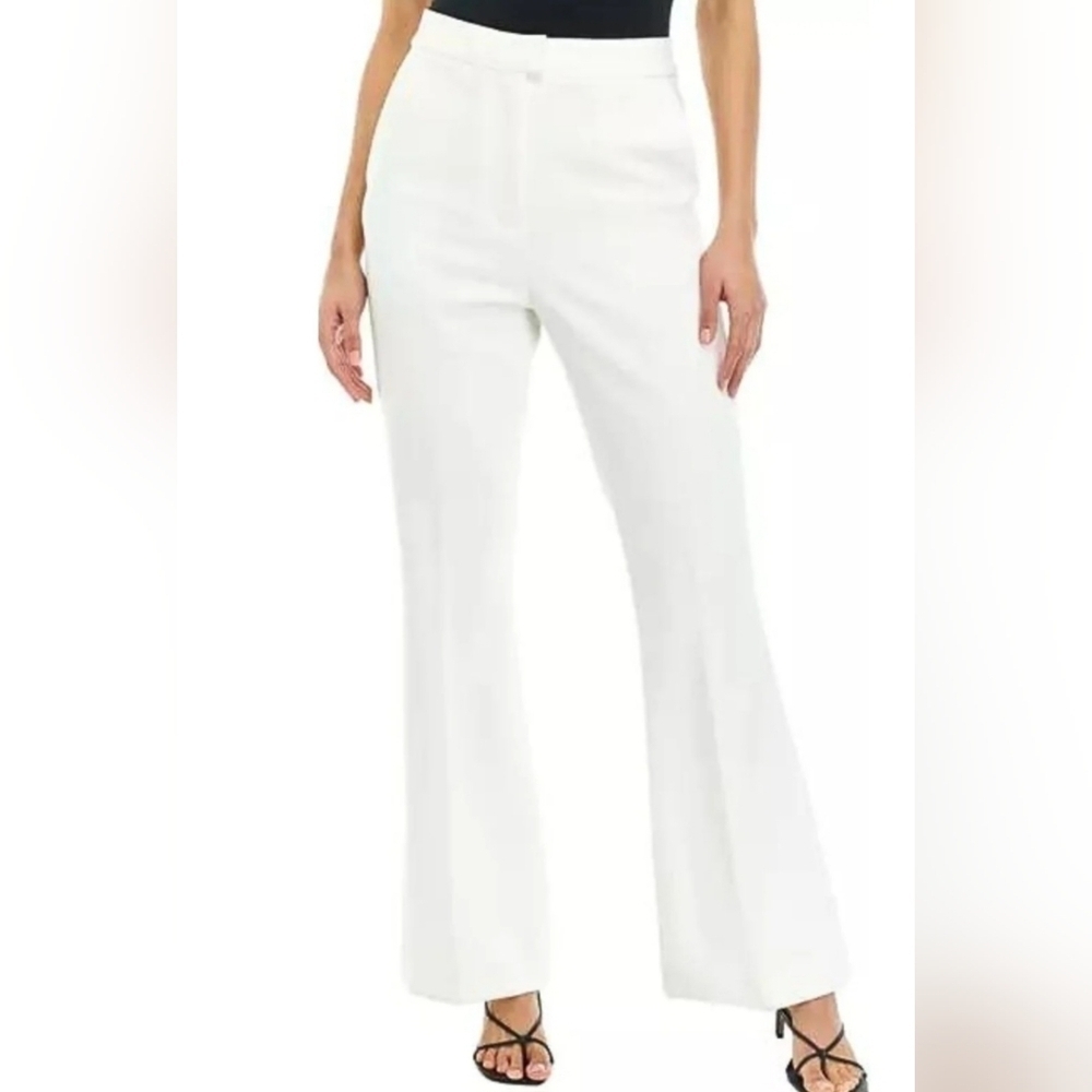 High Waist White Flare Pants Twill Wide Leg Trousers Small